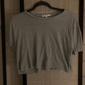 Blue & White Striped Women’s Cropped Top Tee